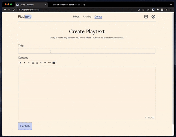 Create Playtext